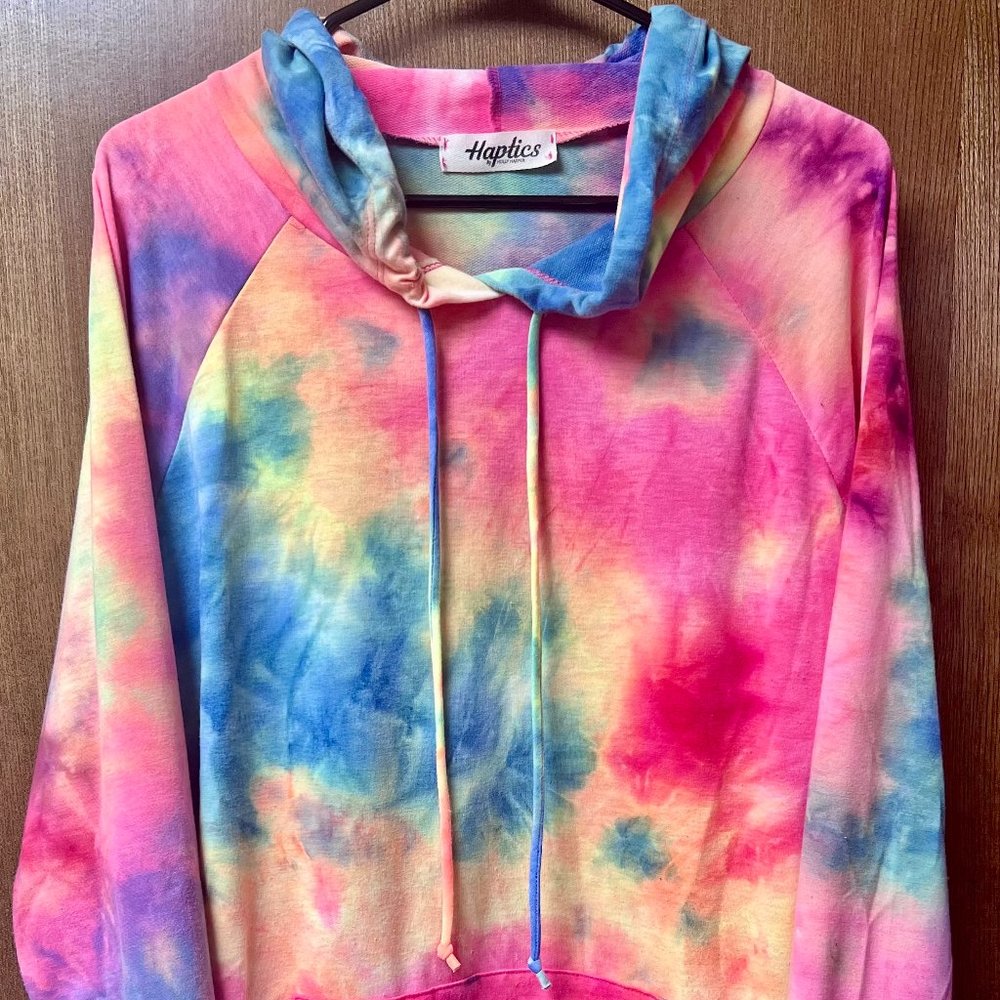 $35 Haptics by Holly Harper ladies tie dye kangaroo long sleeve hoodie size 1X